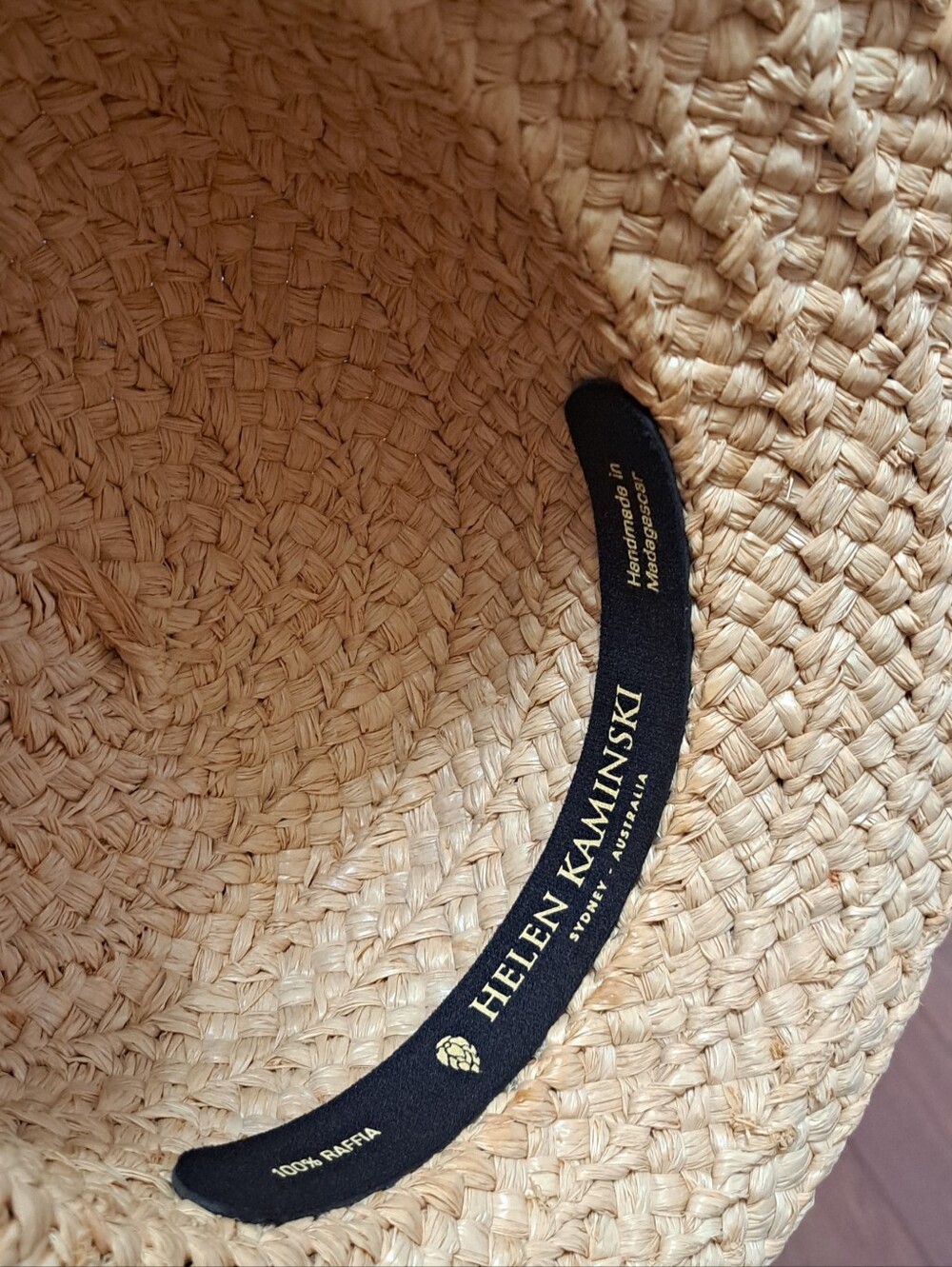 EUC Helen Kaminski Classic 5 Raffia Sun Hat Black Ribbon OS - Picture 6 of 6